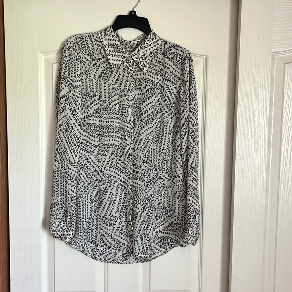 Euc Semi-Sheer “Split Back” Blouse - image 1